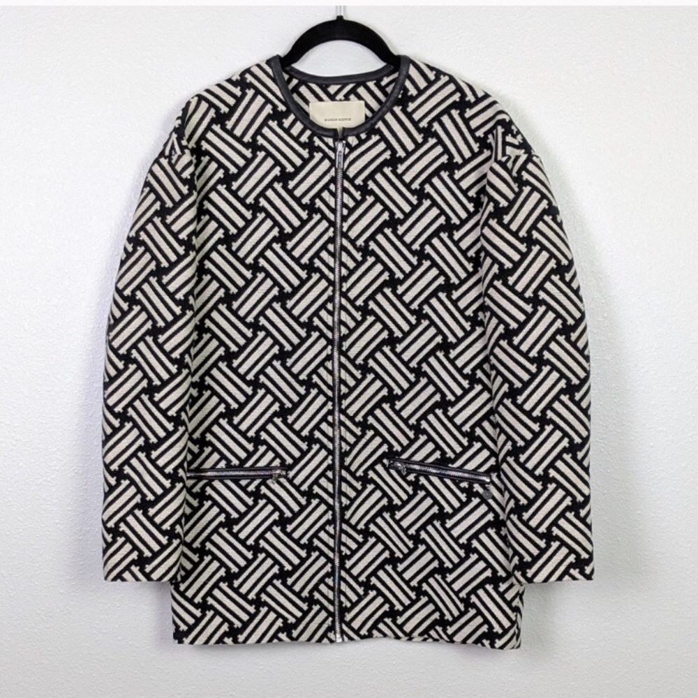 Maison Scotch weave textured long jacket